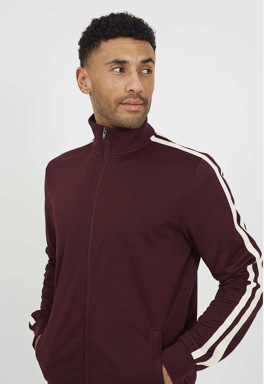 Brave Soul - Zip Funnel Neck Track Top- Burgundy