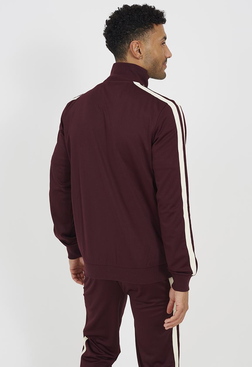 Brave Soul - Zip Funnel Neck Track Top- Burgundy