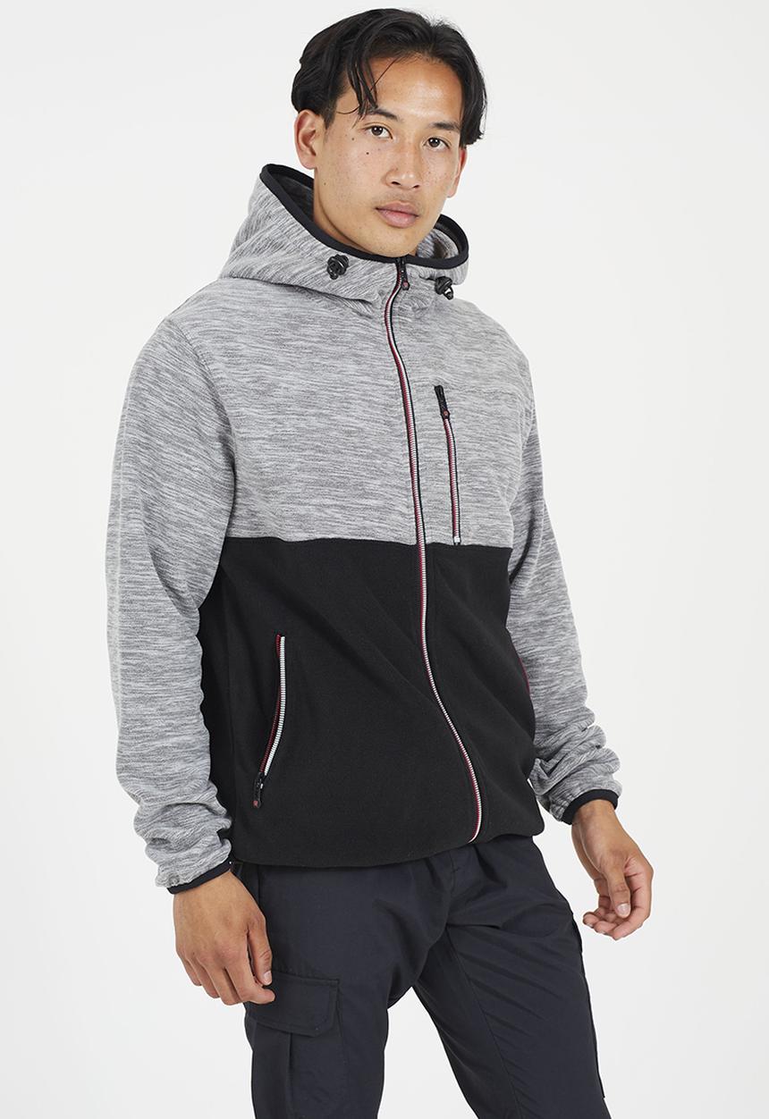 Brave Soul - A  Full Zip Through With Hood - Ecru & Black 