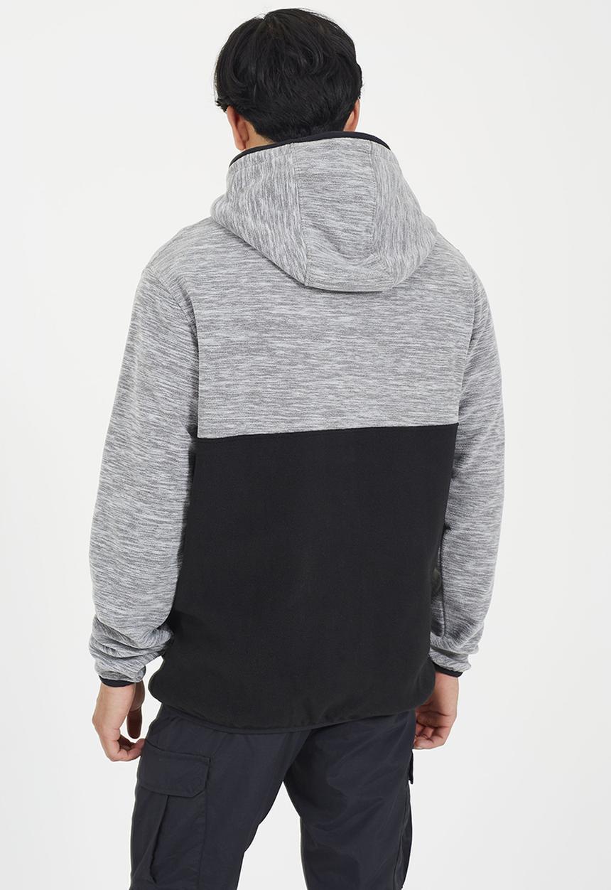 Brave Soul - A  Full Zip Through With Hood - Ecru & Black 
