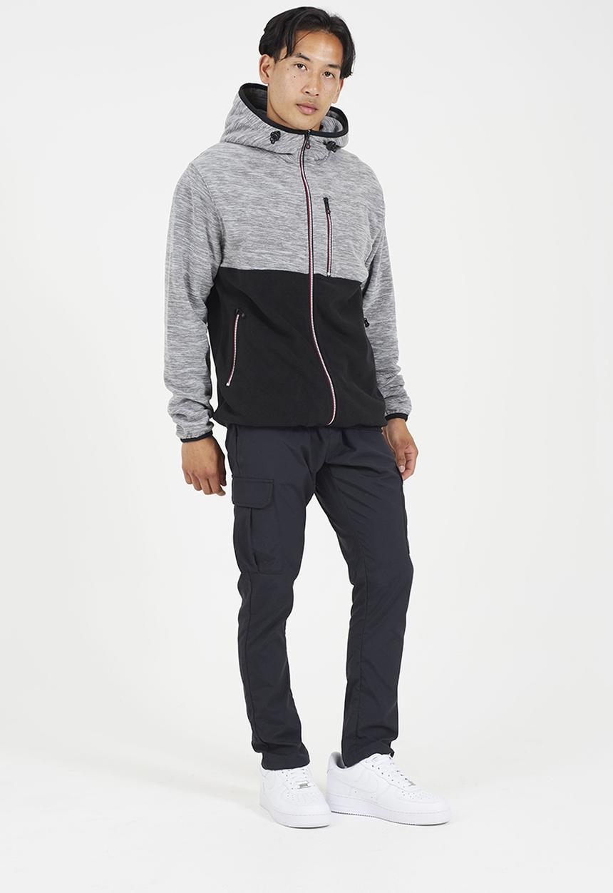 Brave Soul - A  Full Zip Through With Hood - Ecru & Black 