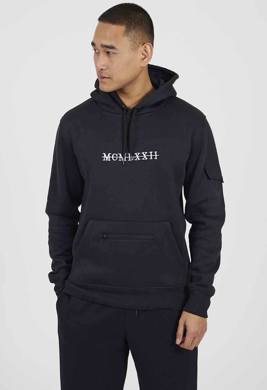 Hoodie With Embroidery - Jet Black
