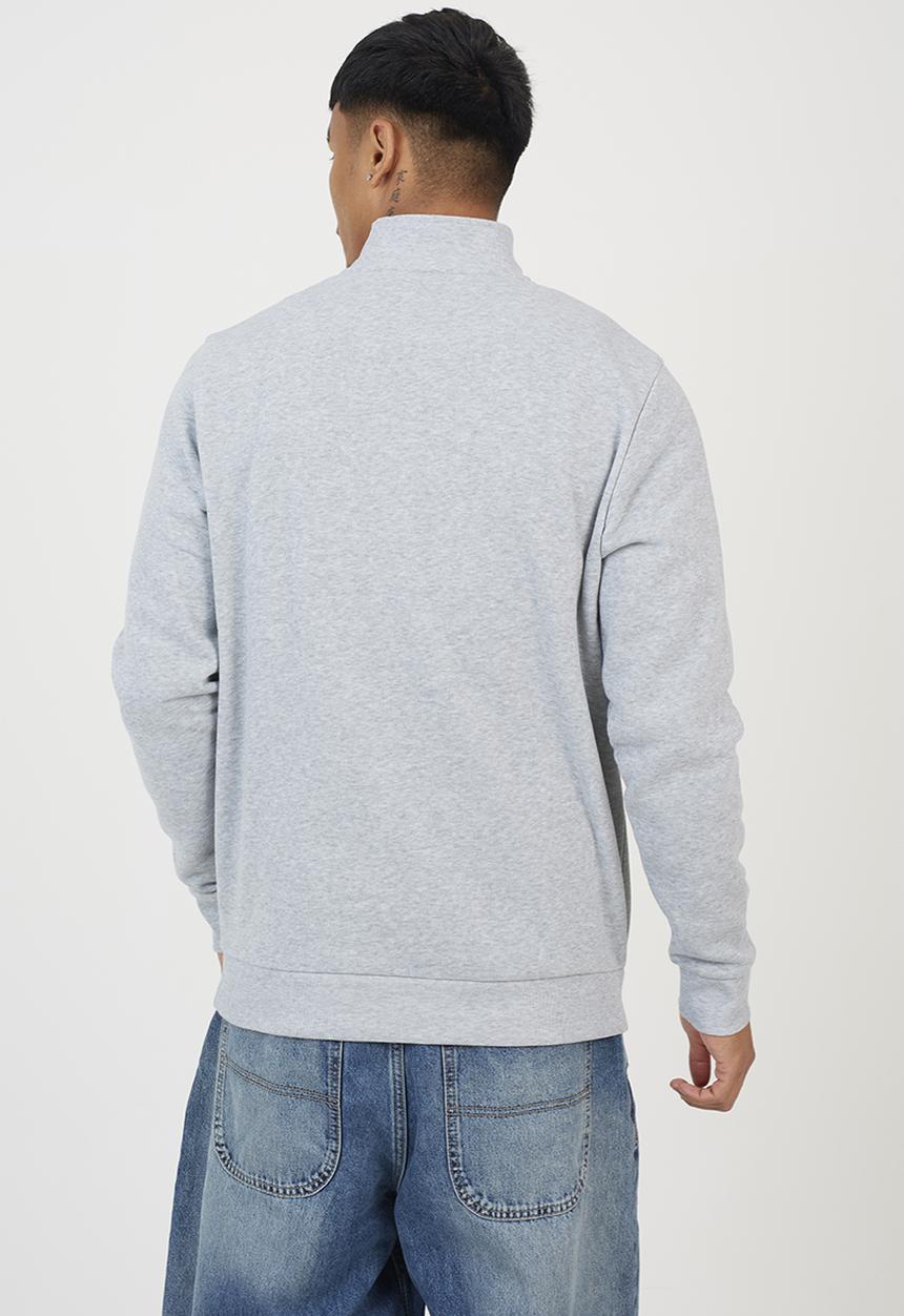Brave Soul - Quarter Zip Funnel Neck Sweatshirt - Lt Grey Marl