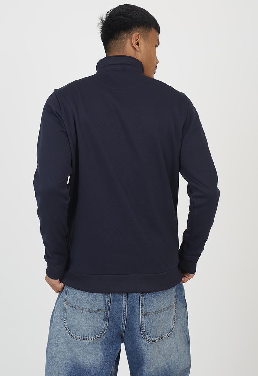 Brave Soul - Quarter Zip Funnel Neck Sweatshirt - Navy