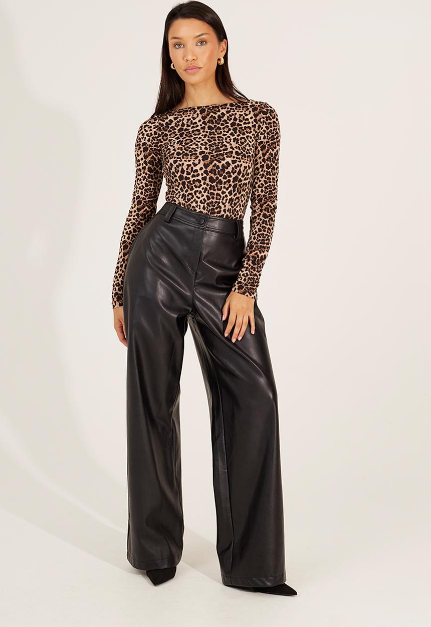 Brave Soul - Ladies Long Sleeve Yummy Leopard Print Bodysuit - Leopard Print