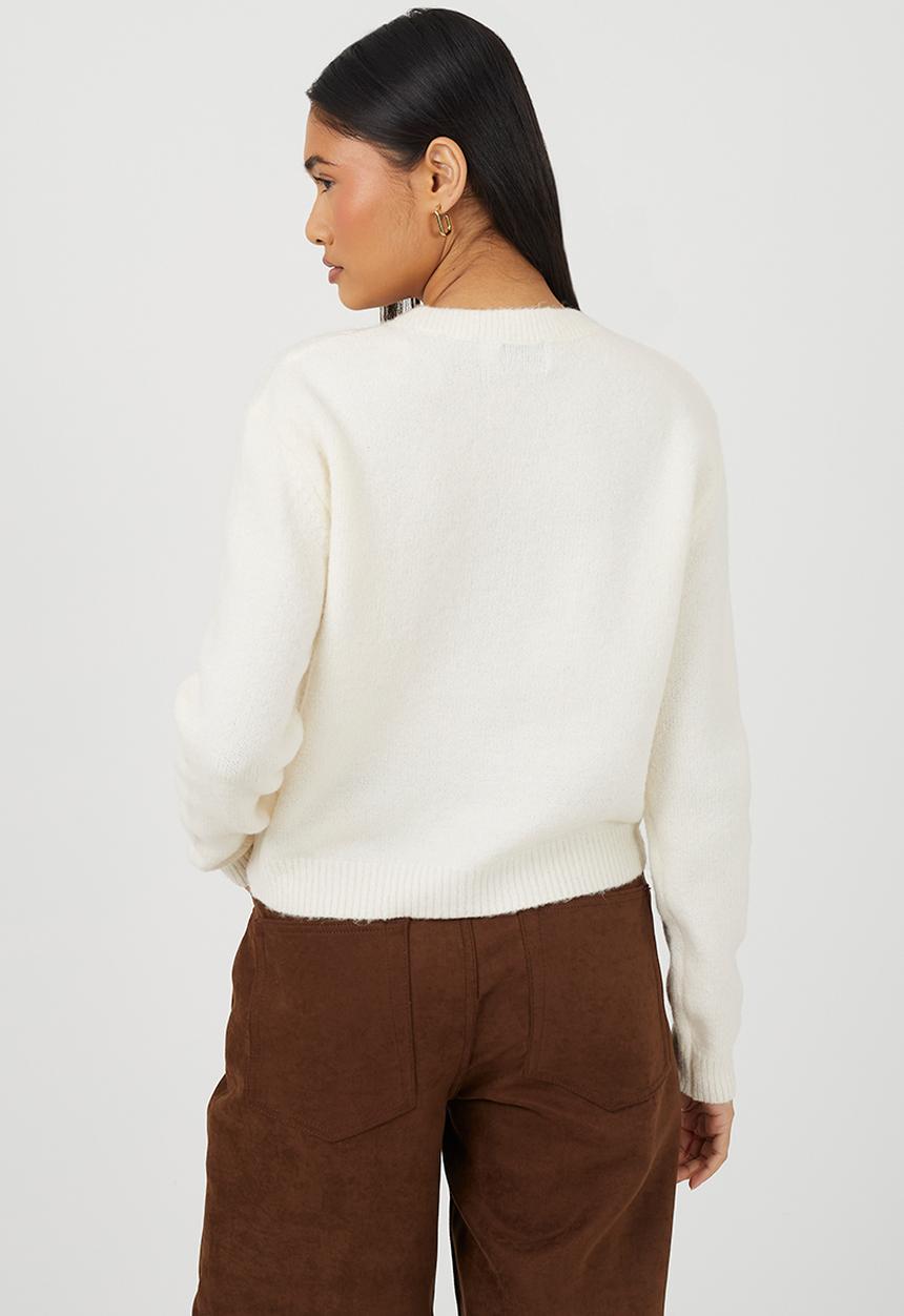 Brave Soul - Ladies Raglan Jersey Knit Cardi - Off White