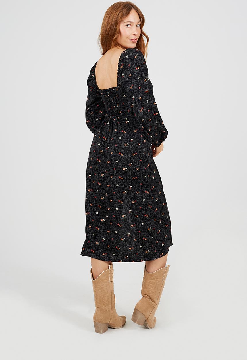 Brave Soul - Ladies Midi Dress With Long Sleeves - multi 