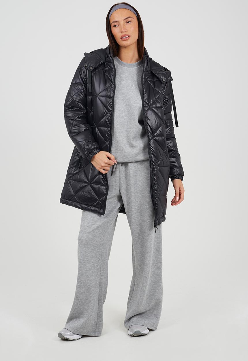 Brave Soul - Ladies Longer Length Jacket Diamond Quilted - Black