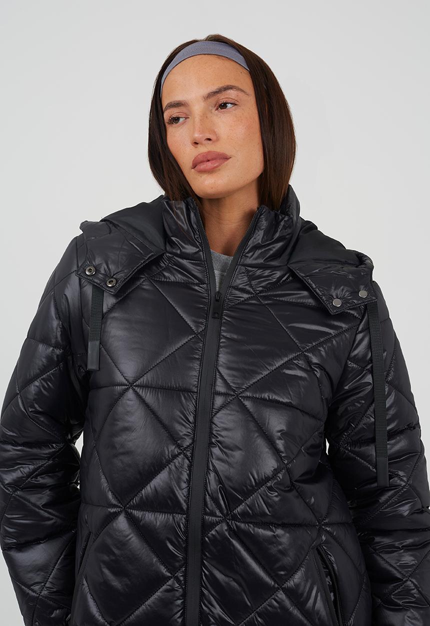 Brave Soul - Ladies Longer Length Jacket Diamond Quilted - Black