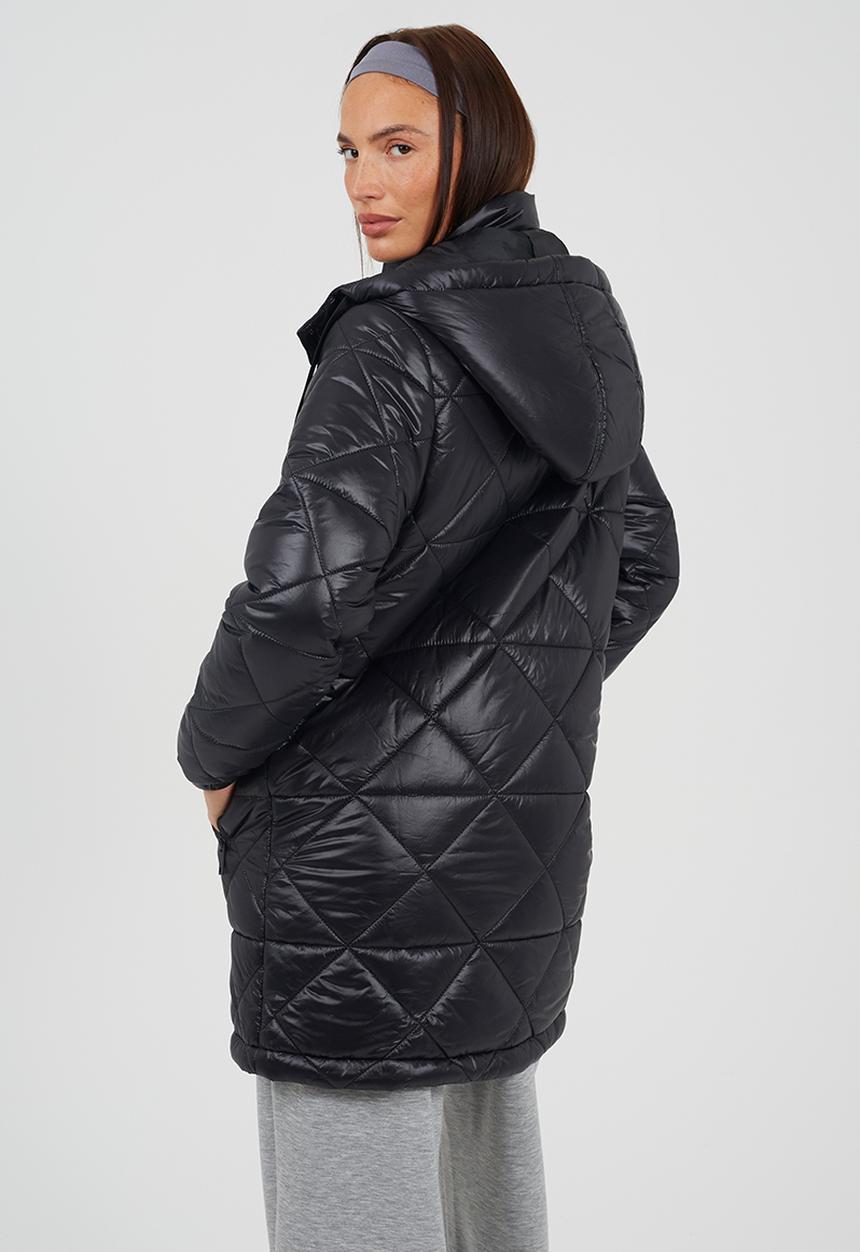 Brave Soul - Ladies Longer Length Jacket Diamond Quilted - Black