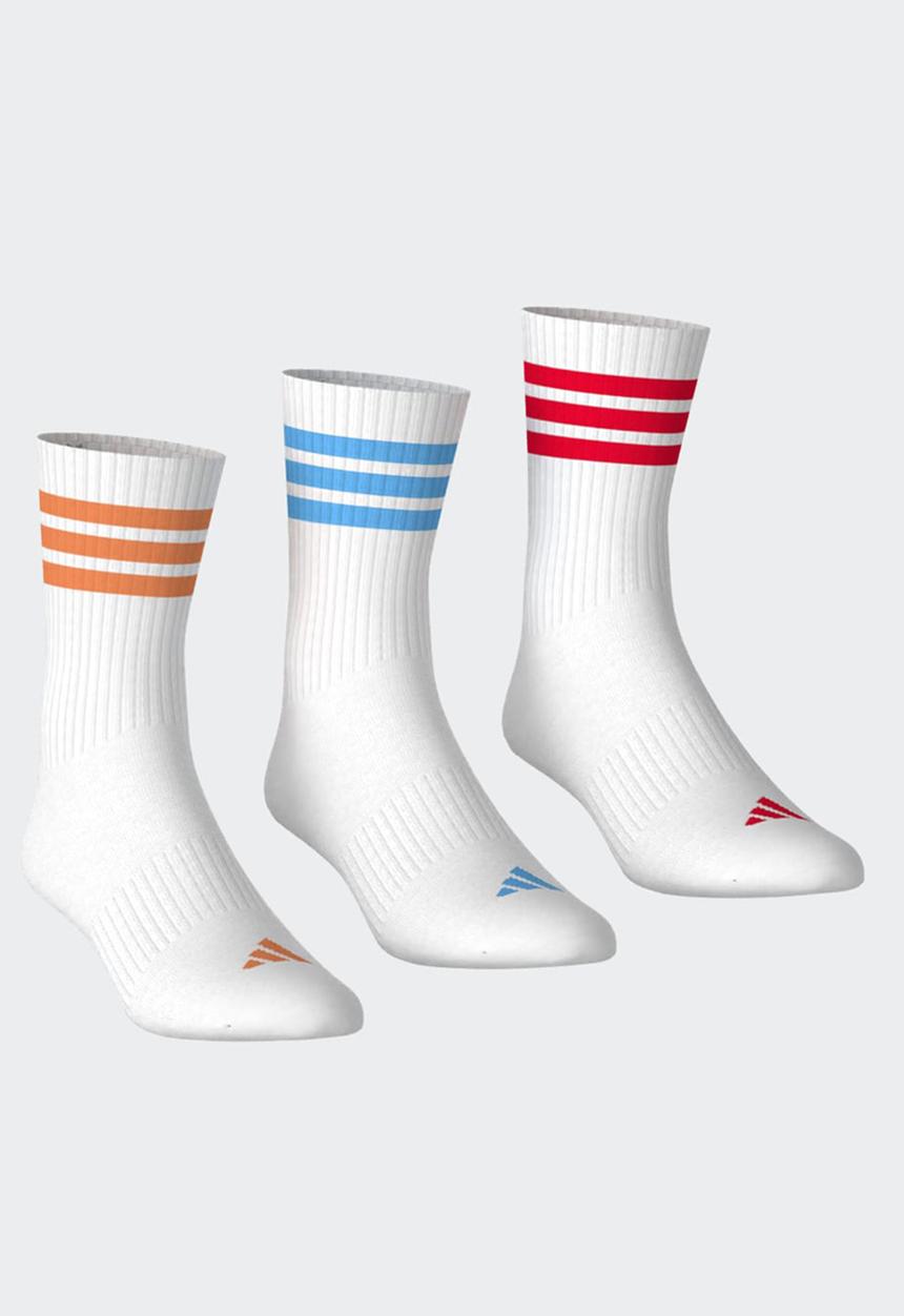 adidas Originals - 3-Stripes Crew Socks 3 Pk- - White/Lucid Orange/lucid red