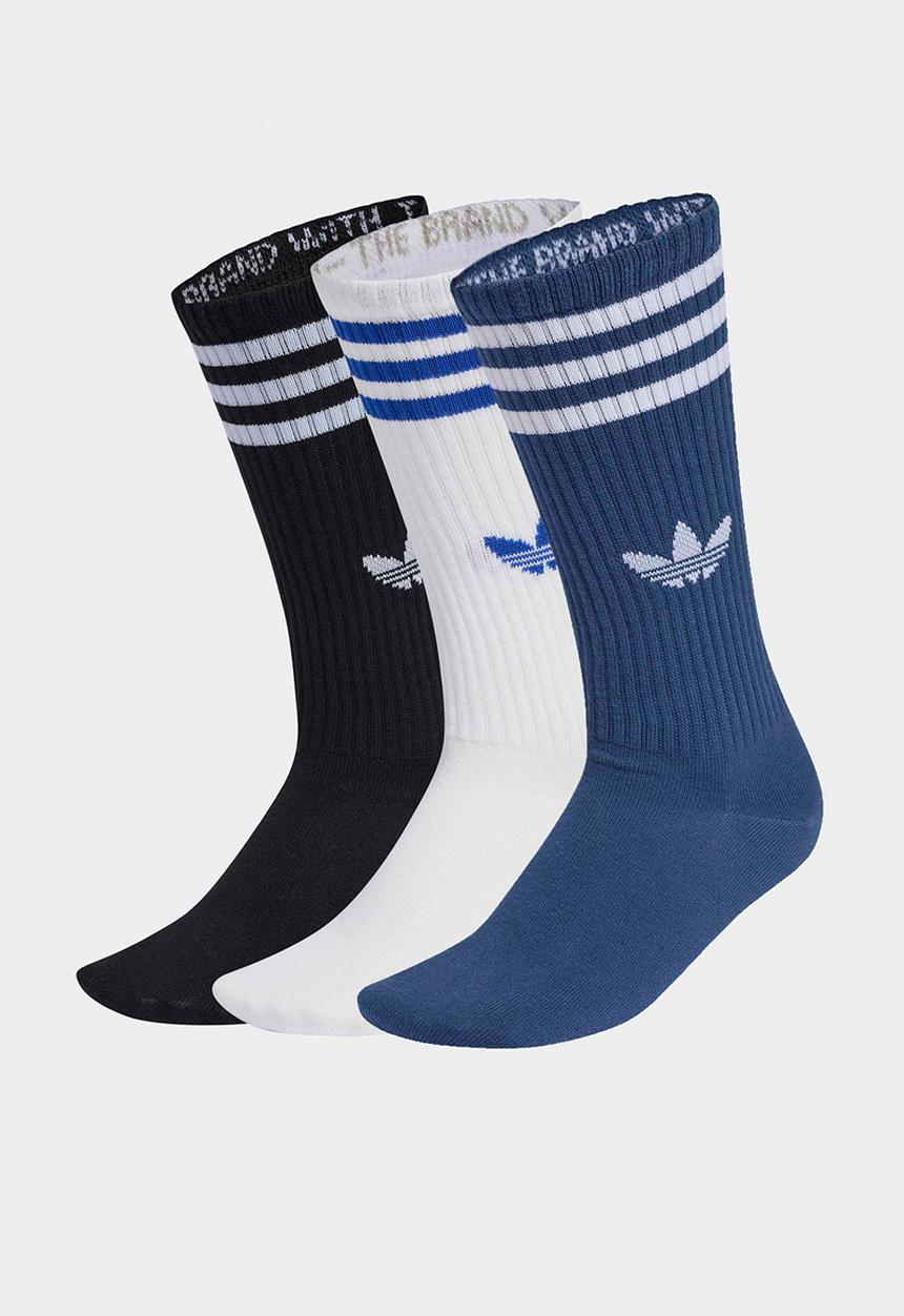 adidas Originals -  3-Stripes High Crew Socks 3 Pairs - White/night marine/black