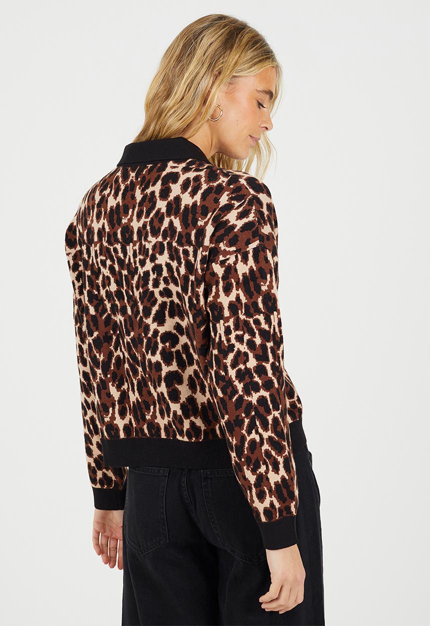 Brave Soul - Ladies All Over Animal Knit Button Through Jacket - Animal Print