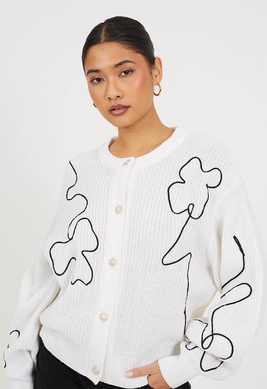 Brave Soul - Ladies Fisherman Knit Button Through Card - Cream