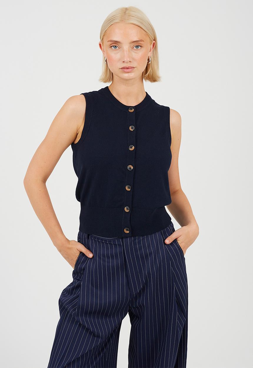 Brave Soul - Ladies Sleeveless Waist Coat - Navy