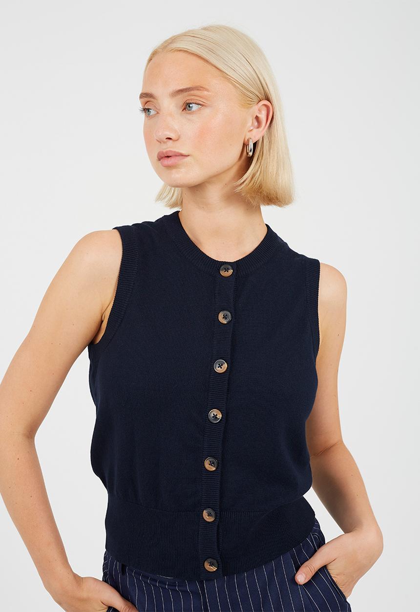 Brave Soul - Ladies Sleeveless Waist Coat - Navy