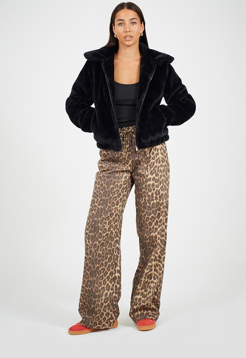 Brave Soul - Ladies Short Faux Fur Jacket - Black