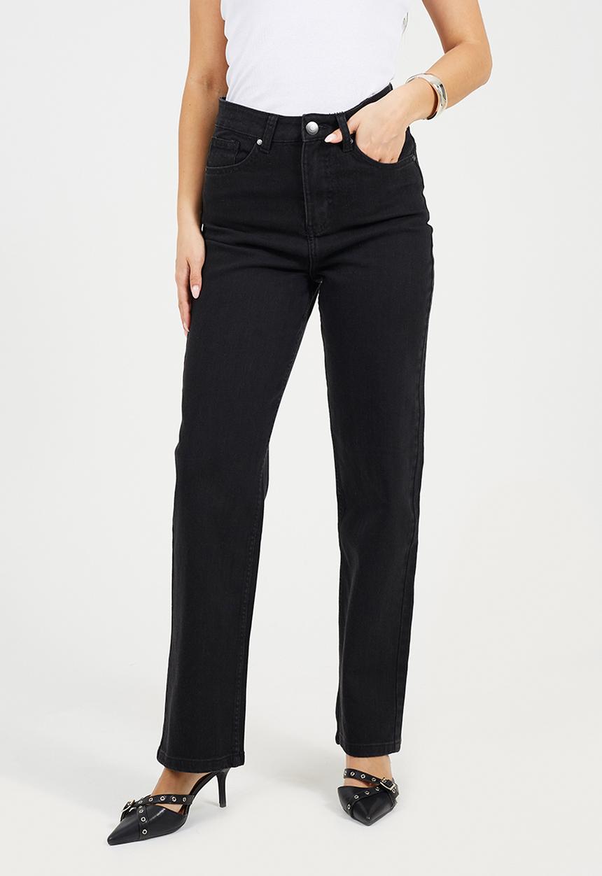 Brave Soul - Ladies Straight Leg Classic Jean - Washed Black
