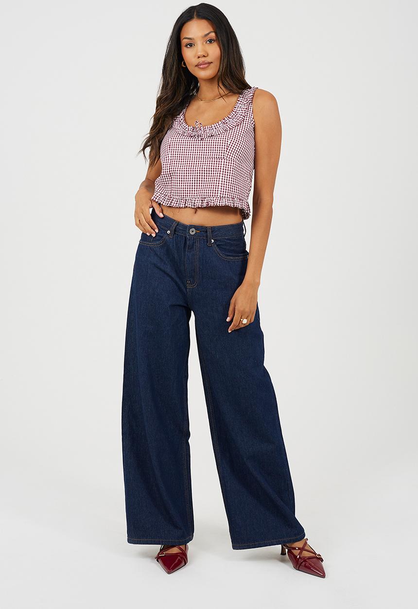 Brave Soul - Ladies Mid Rise Wide Leg Jean - Indigo