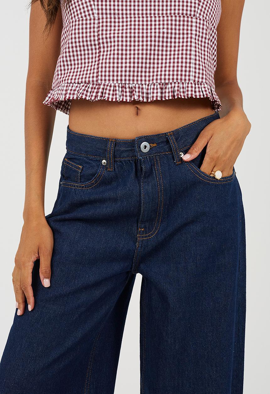 Brave Soul - Ladies Mid Rise Wide Leg Jean - Indigo