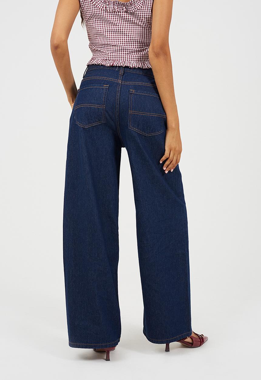 Brave Soul - Ladies Mid Rise Wide Leg Jean - Indigo