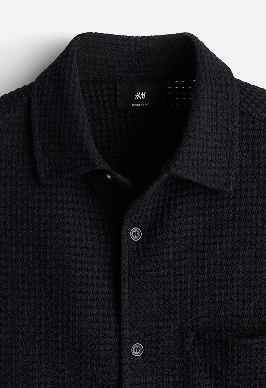 H&M - Regular fit waffled shirt - navy blue