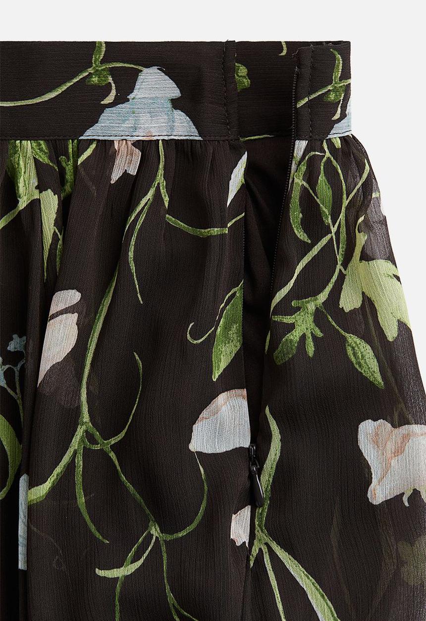 H&M - Chiffon maxi skirt - black floral 