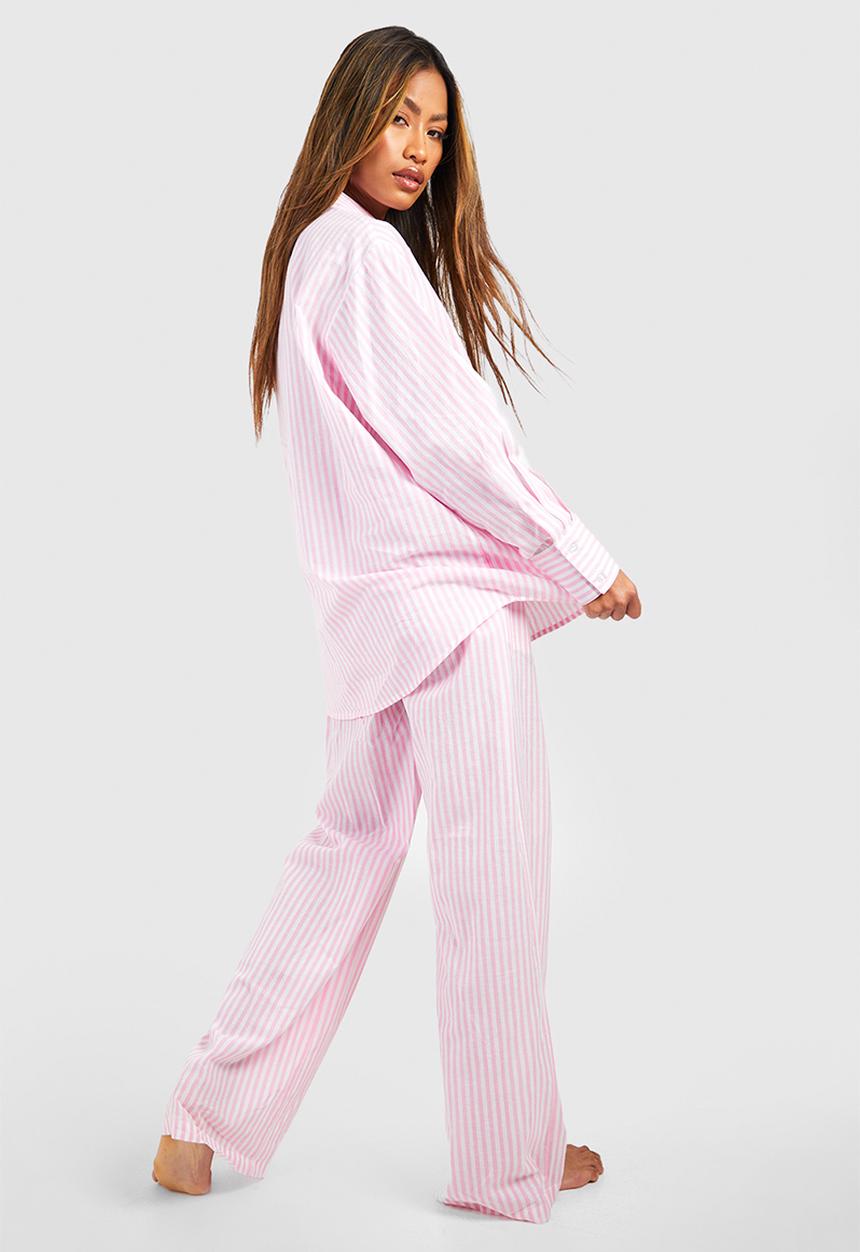 boohoo - Cotton pinstripe pyjama trouser - pink