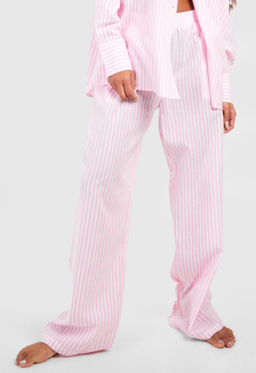 boohoo - Cotton pinstripe pyjama trouser - pink