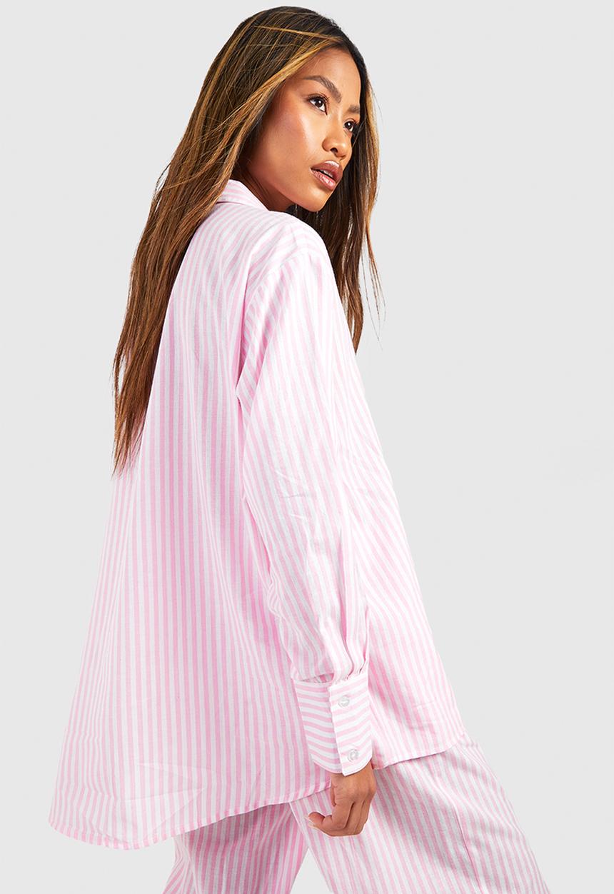 boohoo - Cotton pinstripe pyjama trouser - pink