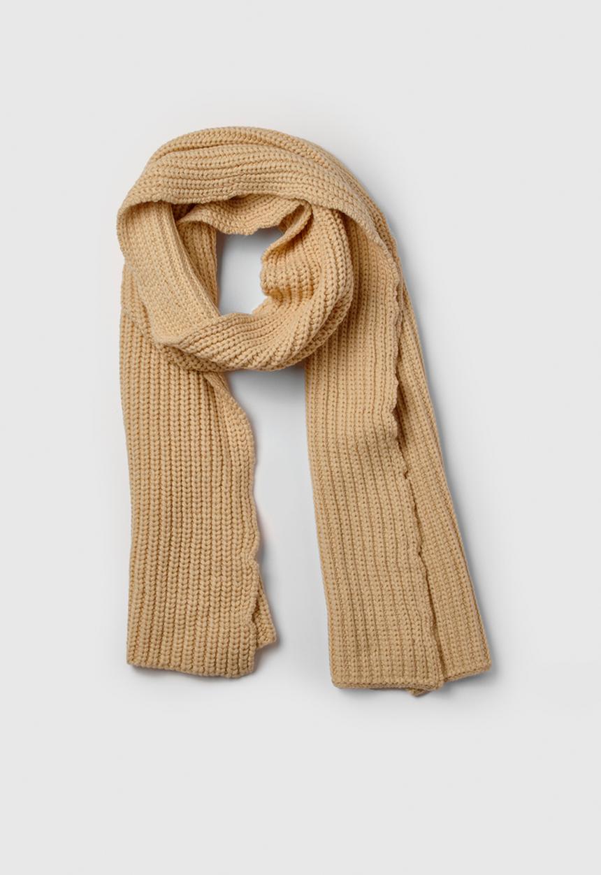 boohoo - Chunky Ribbed Knit Long Scarf- Beige