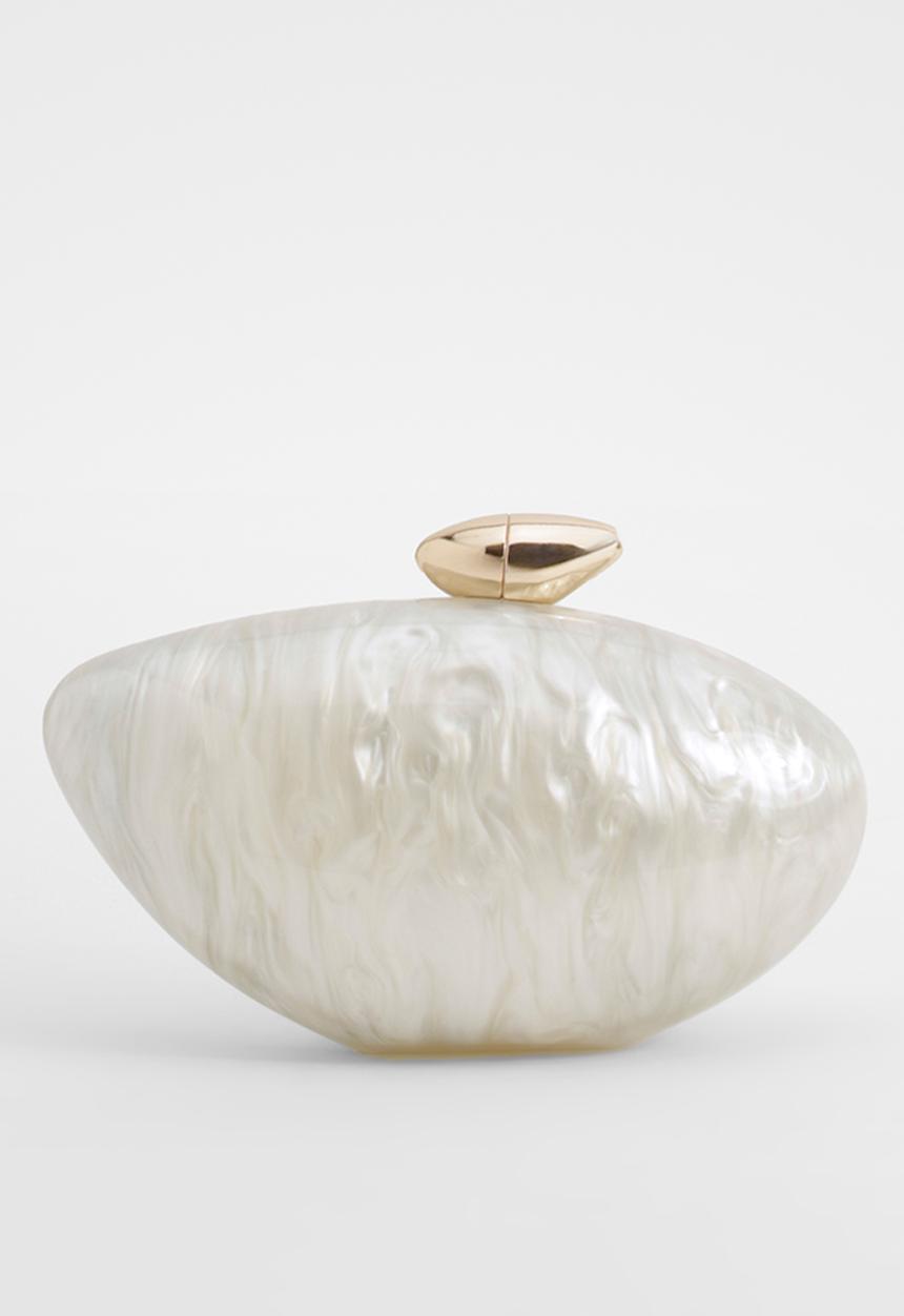 boohoo - Marbled Acrylic Clutch Bag - Cream