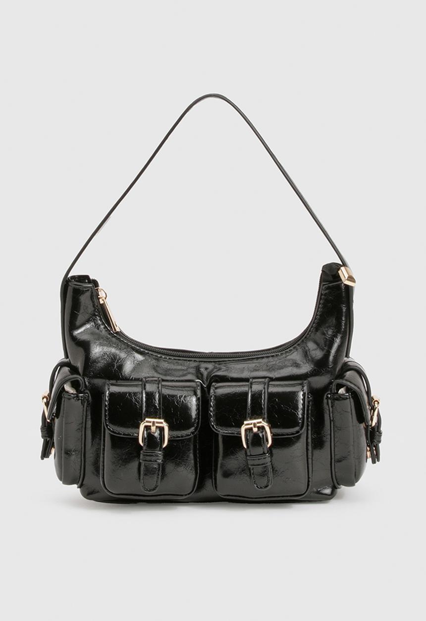 boohoo - Utility Pocket Shoulder Bag- Black