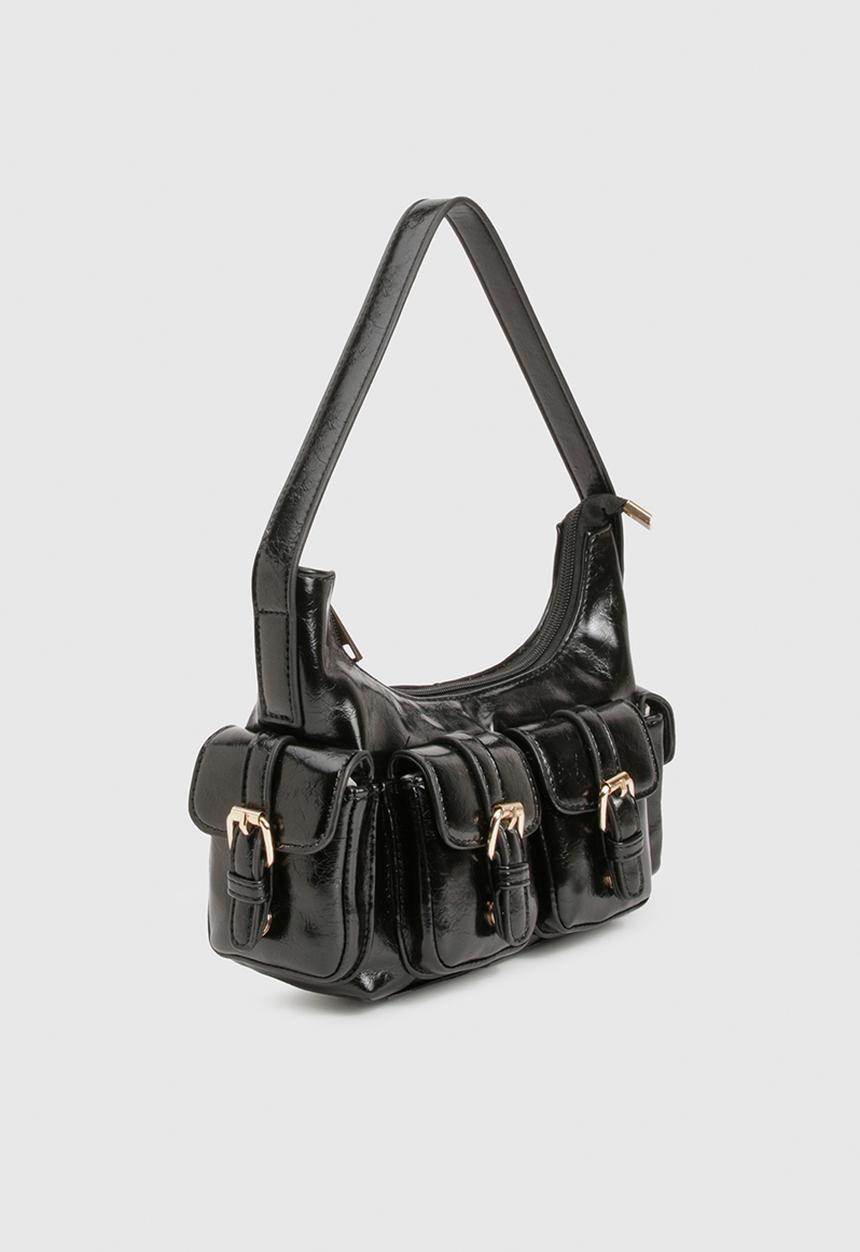 boohoo - Utility Pocket Shoulder Bag- Black