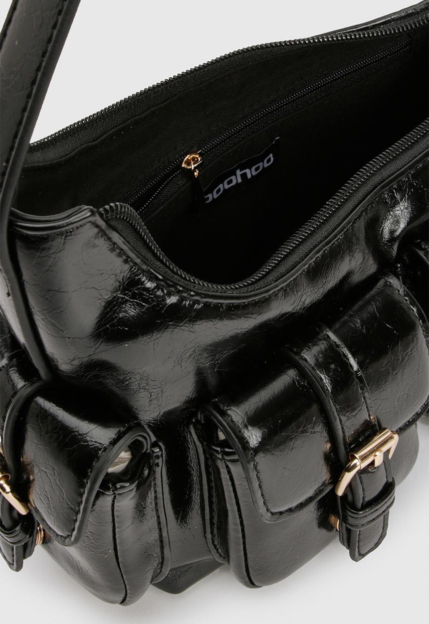 boohoo - Utility Pocket Shoulder Bag- Black