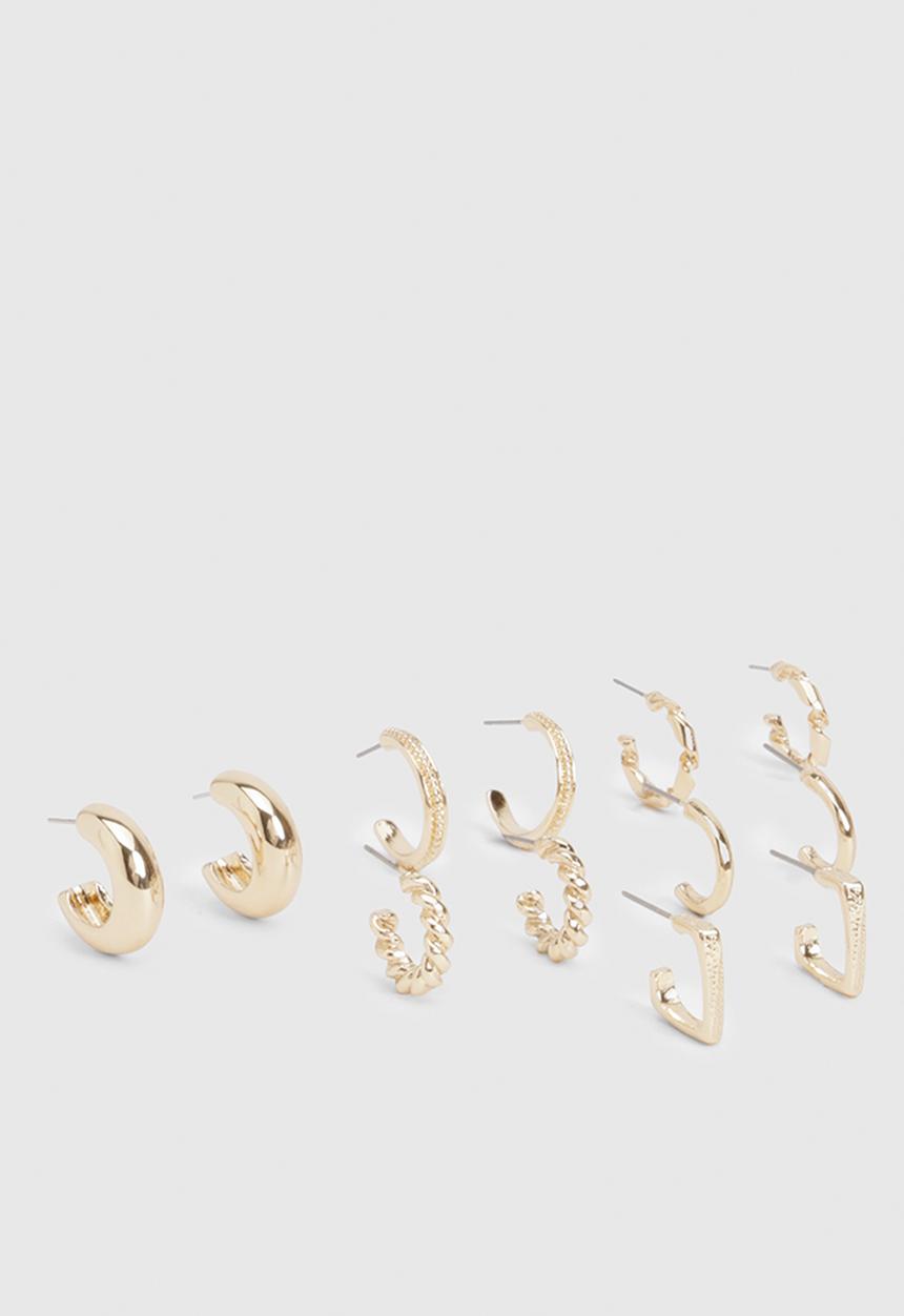 boohoo - Mini Hoop Earrings 6 Pack- Gold