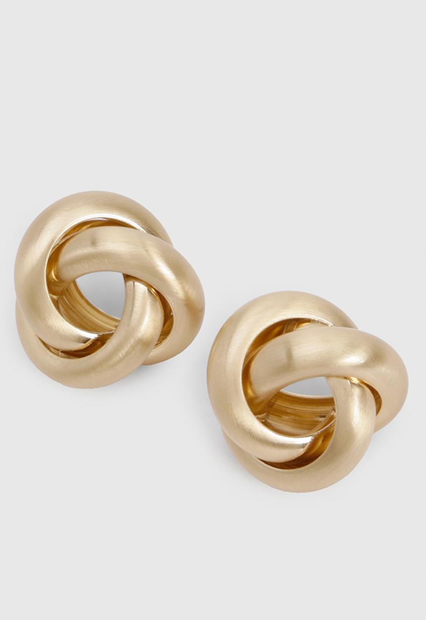 boohoo - Brushed Knot Stud Earrings- Gold