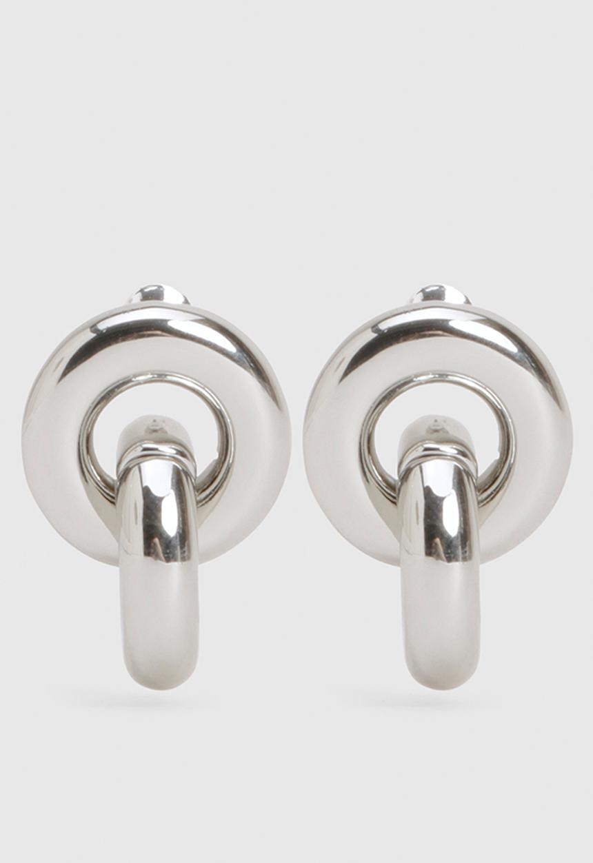 boohoo - Silver Chunky Linked Stud Earrings- Silver