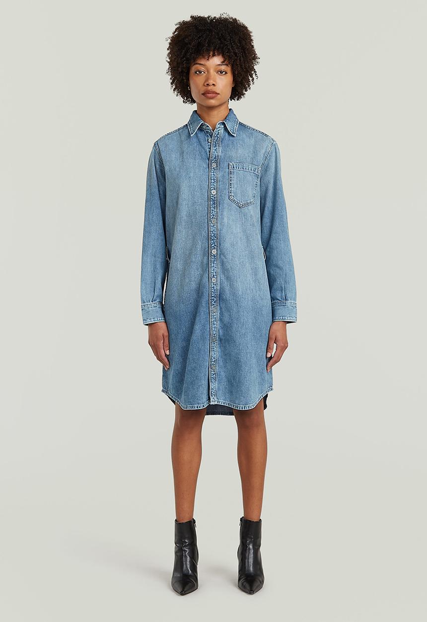 G-STAR - Shirt Dress Belt l\s wmn - Faded blue kyanite