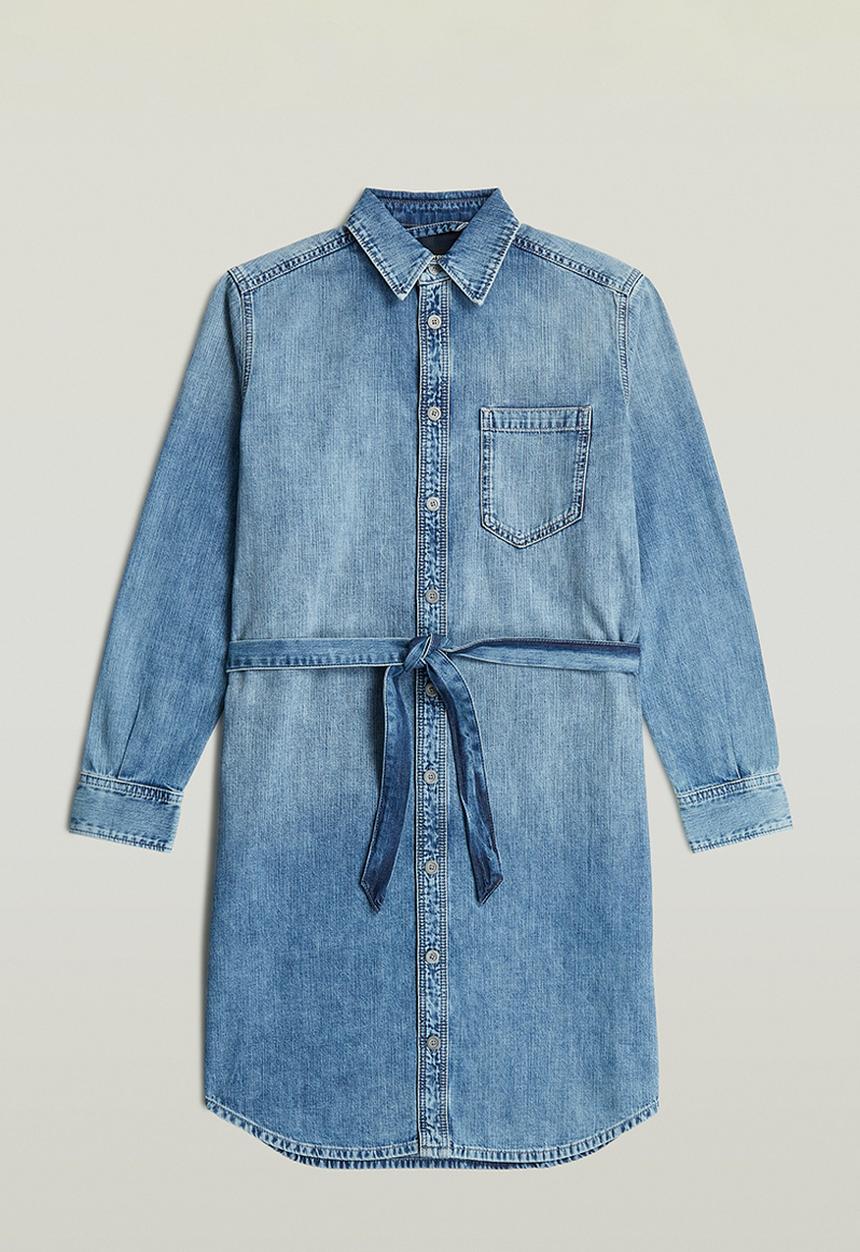 G-STAR - Shirt Dress Belt l\s wmn - Faded blue kyanite