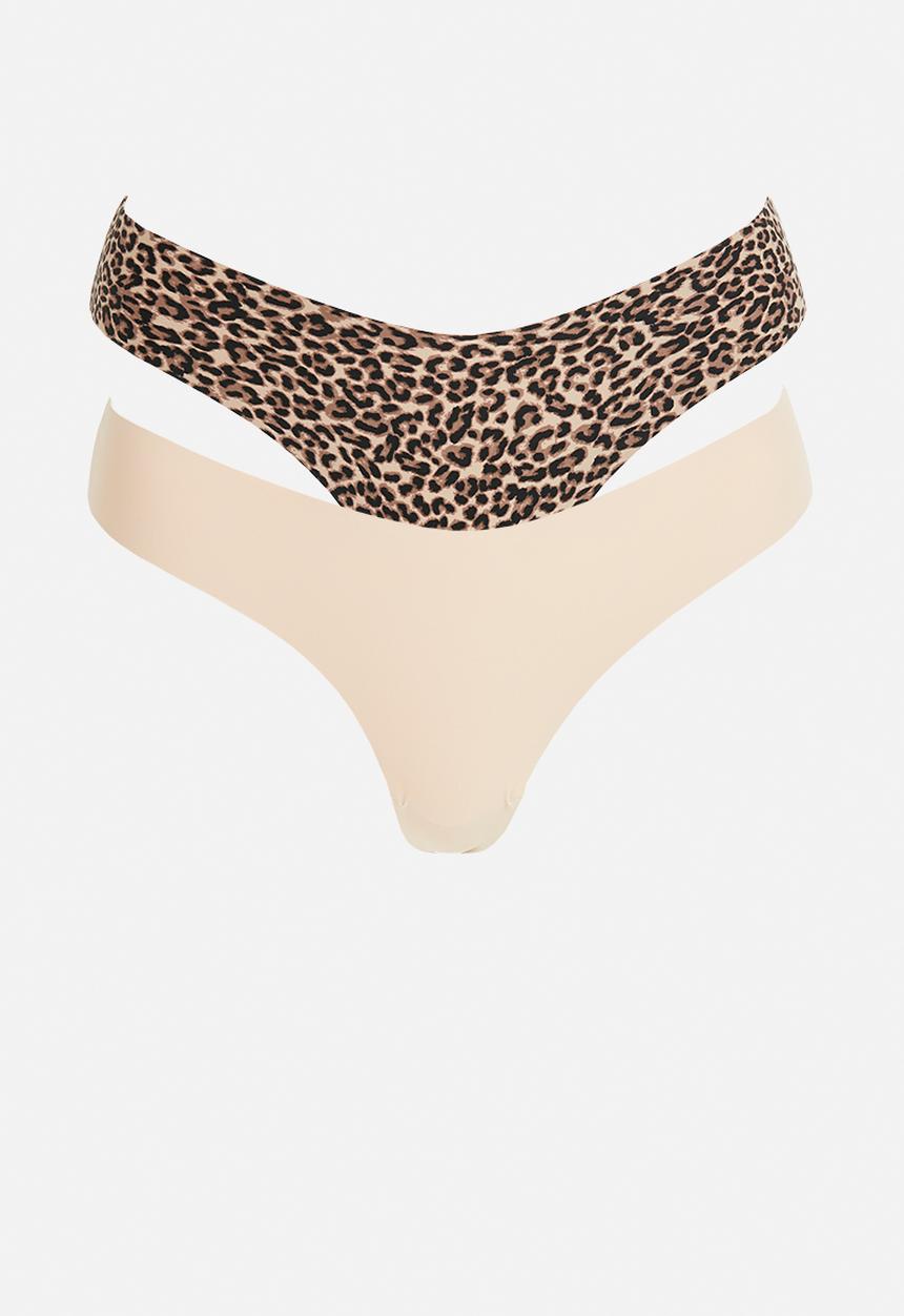 Cotton On - Invisible g string brief 2 pk - frappe/taylor leopard