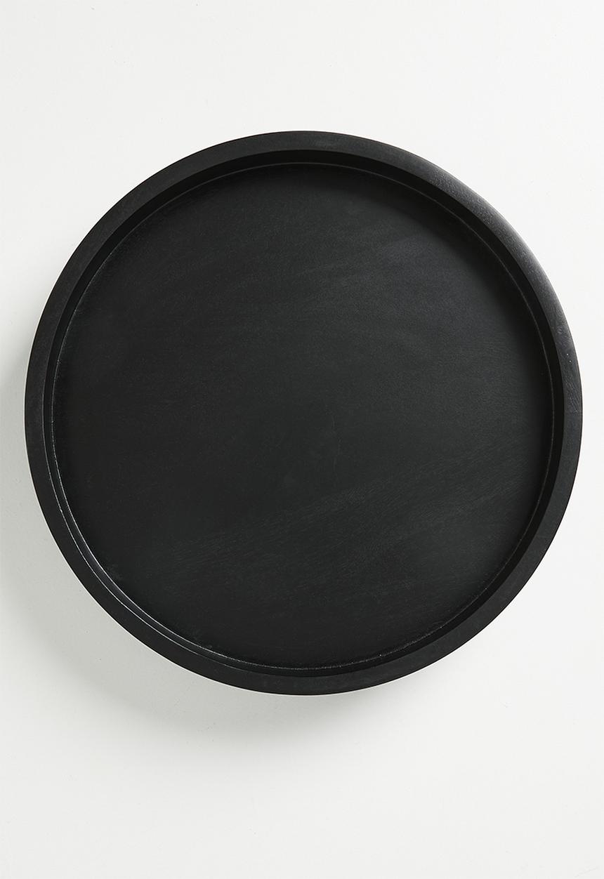 Sixth Floor - Round Wooden Drinks Tray on Stand - Black