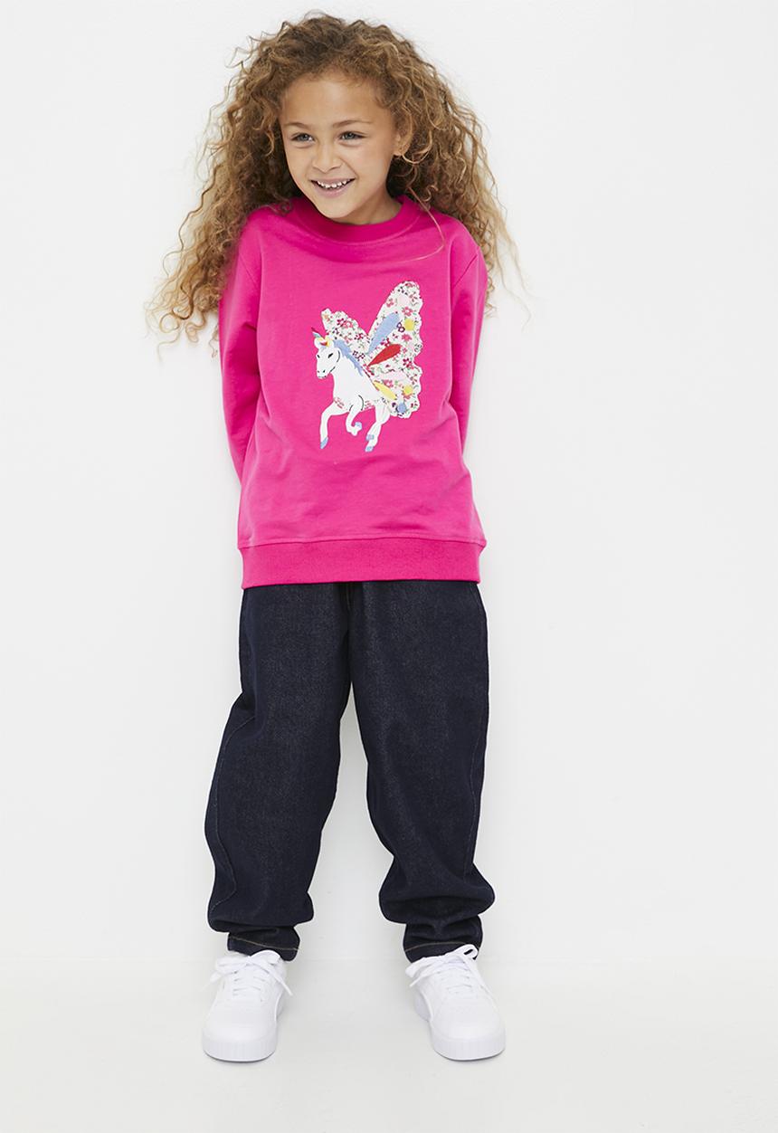 Pop Candy - Embroidered unicorn sweat top with patchwork detail - pink