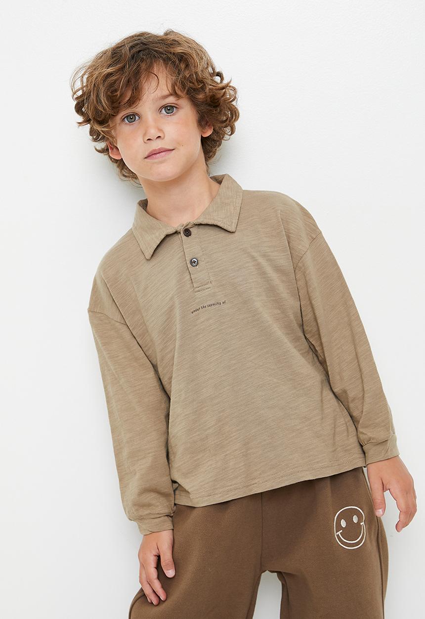 Pop Candy - Henley-style melange sweater - brown/under the capacity of