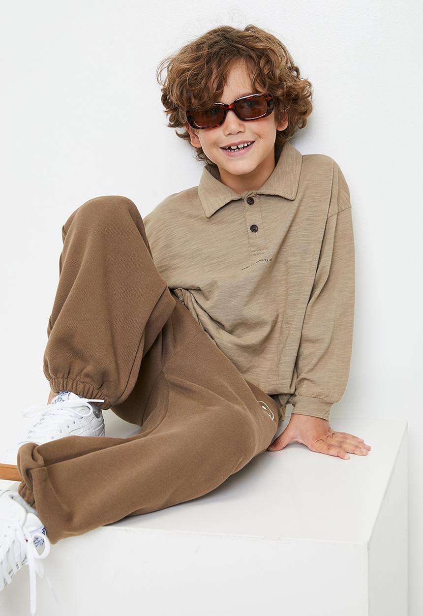 Pop Candy - Henley-style melange sweater - brown/under the capacity of