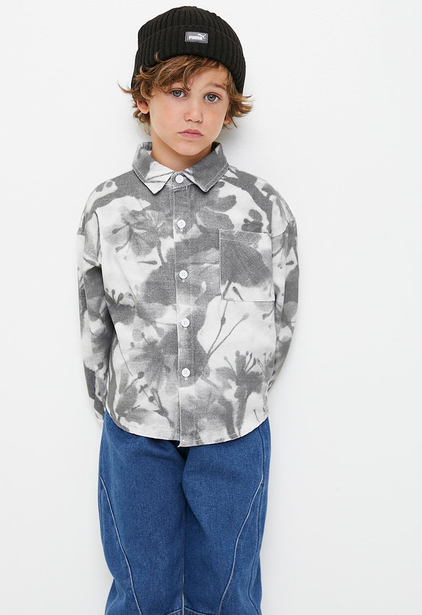 Pop Candy - Watercolour floral shirt - grey
