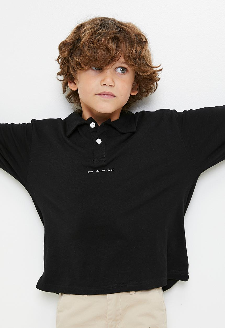 Pop Candy - Henley-style shirt with slogan - black/under the capacity of