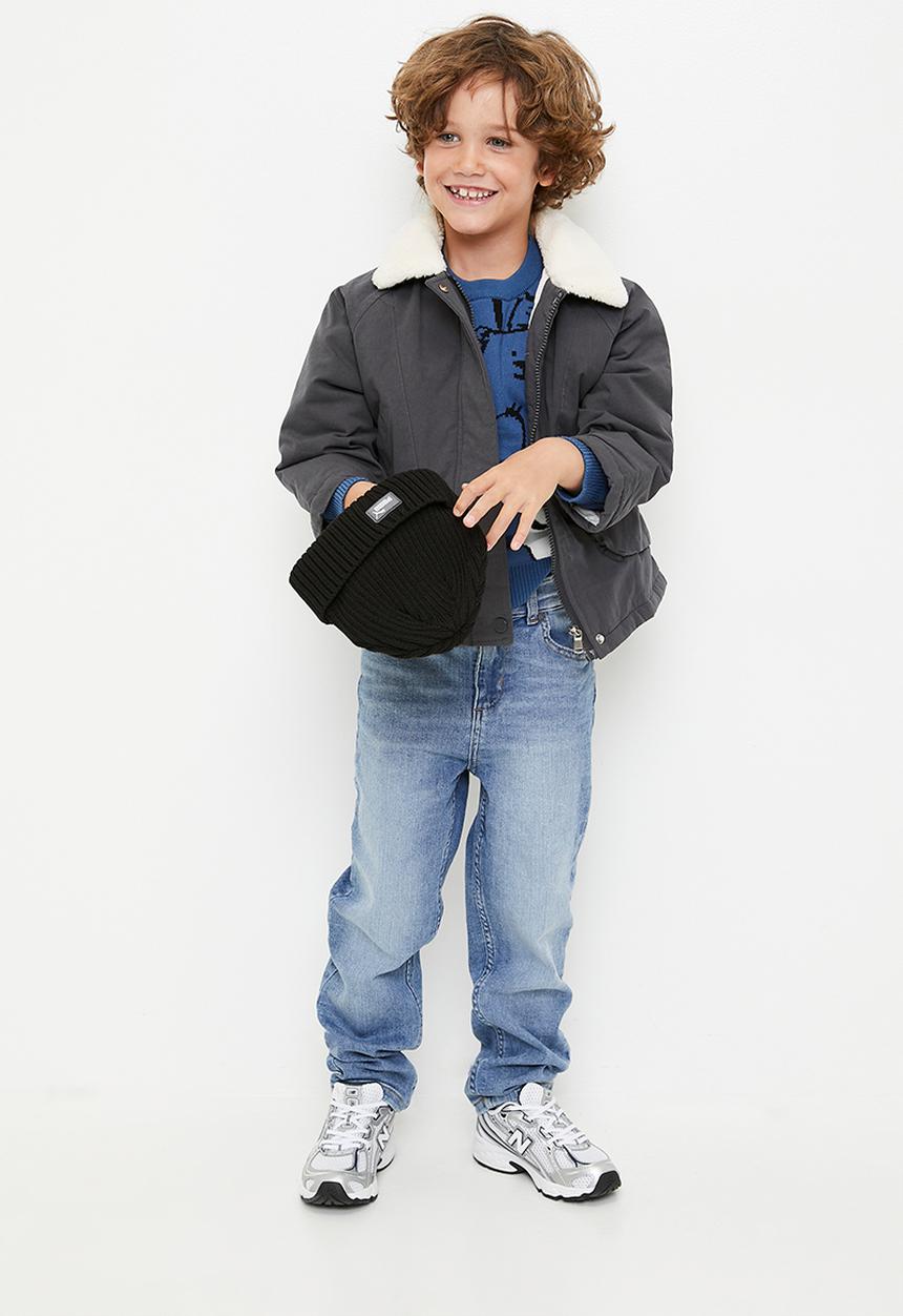 Pop Candy - Shearling collar jacket - charcoal grey