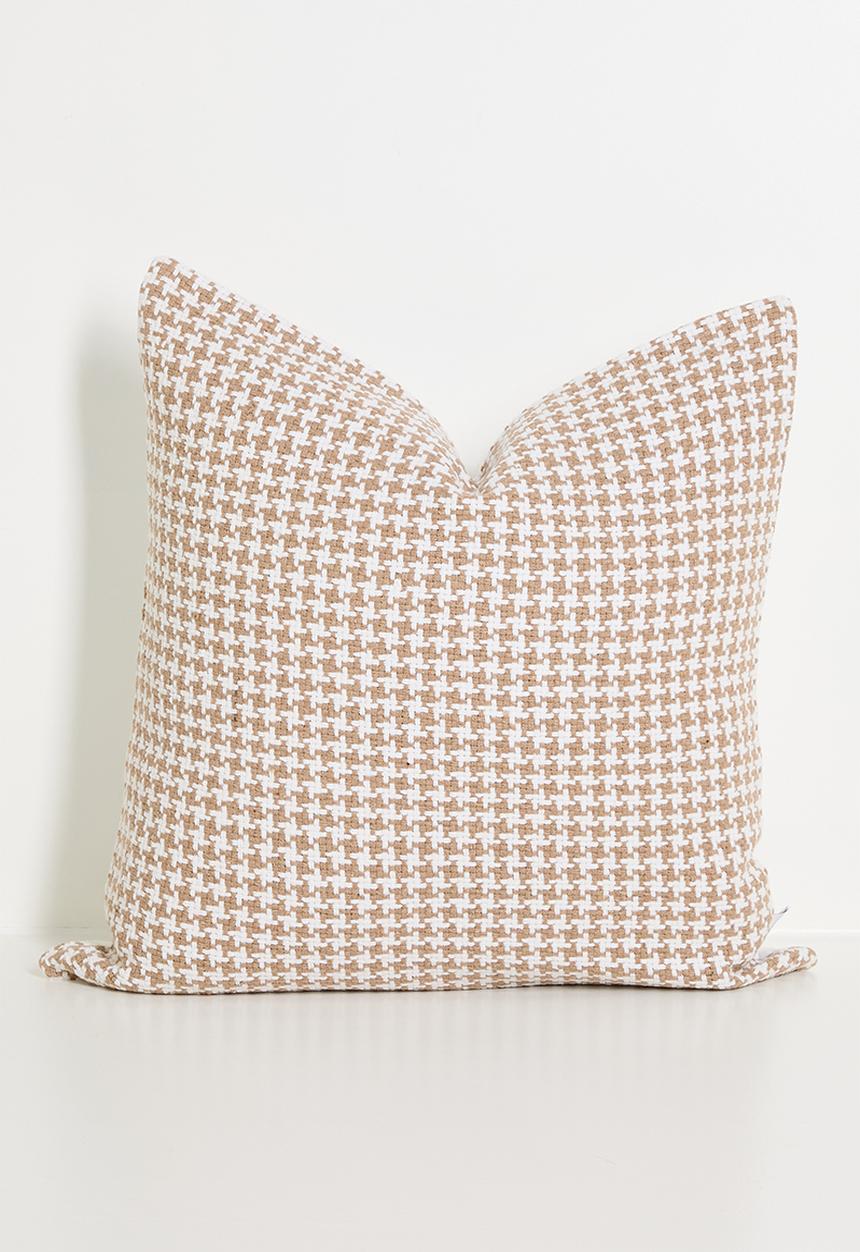 Sixth Floor - Houndstooth Woven Cushion Cover - Beige