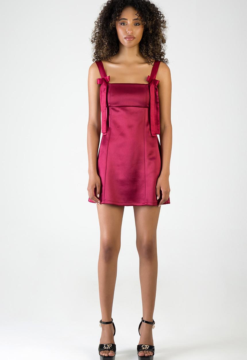 SISSY BOY - Belive In Me: Mini Dress With Bow Straps - Ruby Red